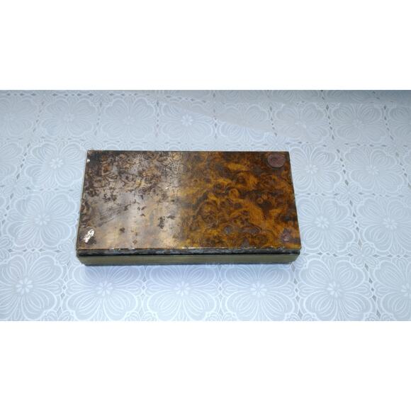 Vintage Metal Box Slotted Spots Very Heavy Trinket Box Art Deco Art Supply (1) - Picture 6 of 6